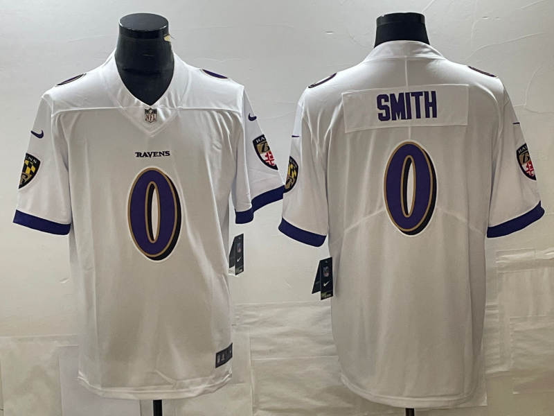 Men's Baltimore Ravens Roquan Smith #0 White Team Jersey